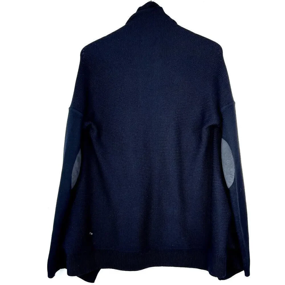 Lululemon Wrap It Up Sweater Cardigan Merino Wool BLACK Draped Zipper Pockets